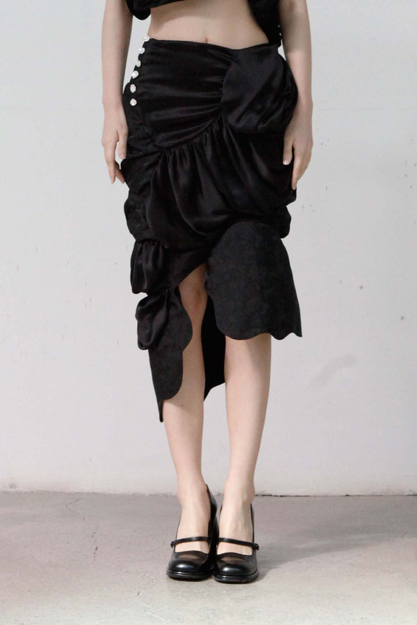 CAROLINE HU SS21SM01BK Silk lace dress with pockets